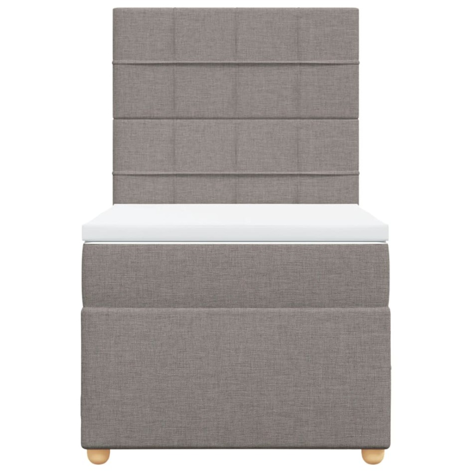 Cama box spring con colchón tela gris taupe 90x200
