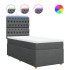 Cama box spring con colchón tela gris oscuro 90x200