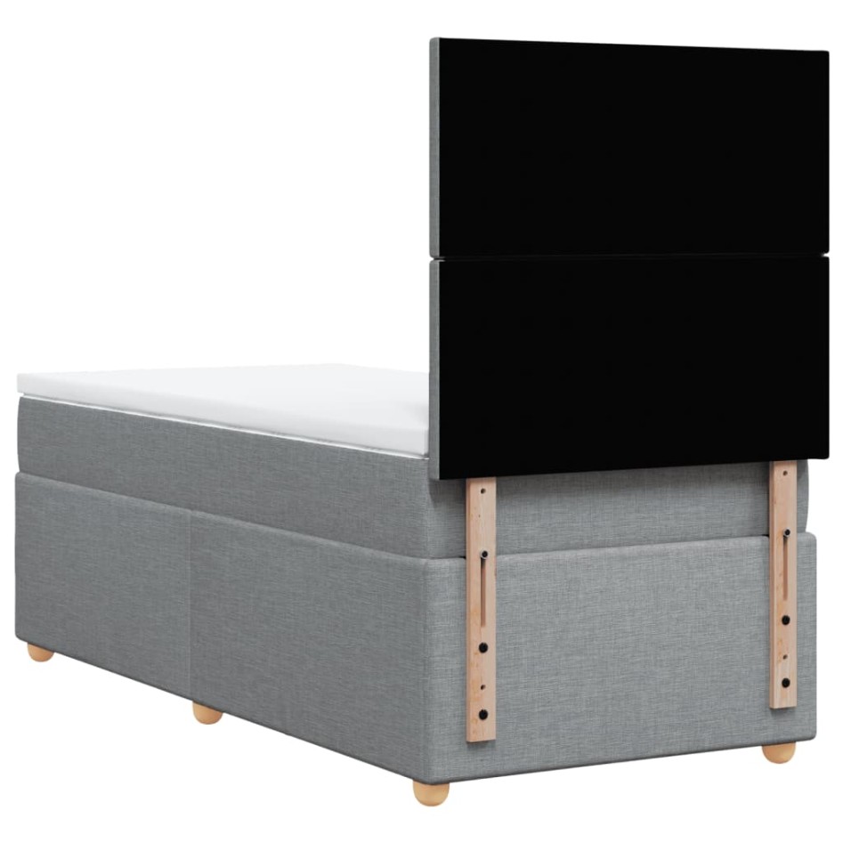 Cama box spring con colchón tela gris claro 100x200