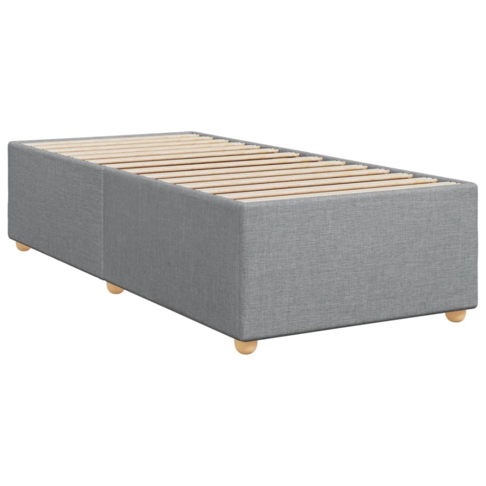 Cama box spring con colchón tela gris claro 100x200
