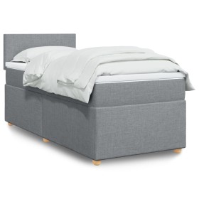 Cama box spring con colchón tela gris claro 90x200