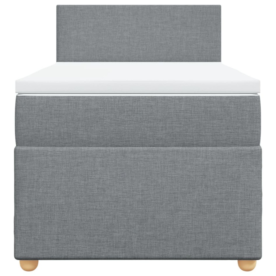 Cama box spring con colchón tela gris claro 90x200