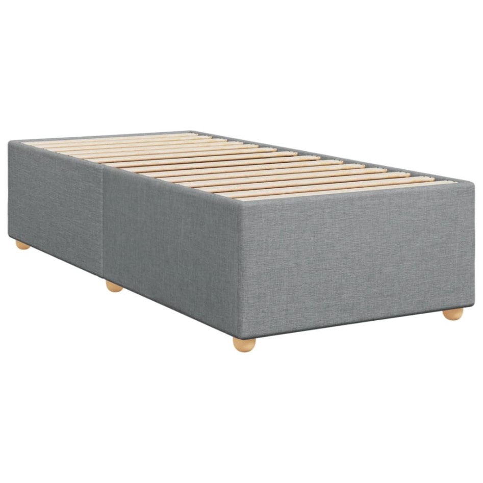 Cama box spring con colchón tela gris claro 90x200