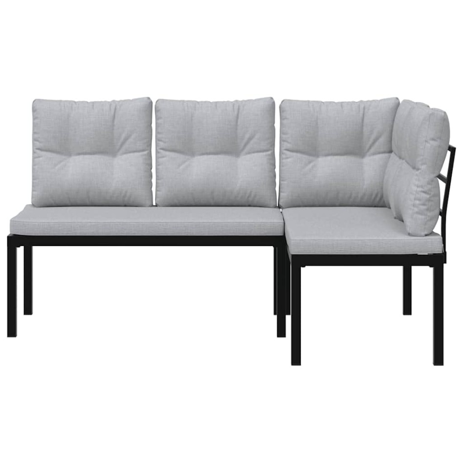 Bancos jardín y cojines 2 pzas acero recubrimiento polvo