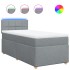 Cama box spring con colchón tela gris claro 90x200