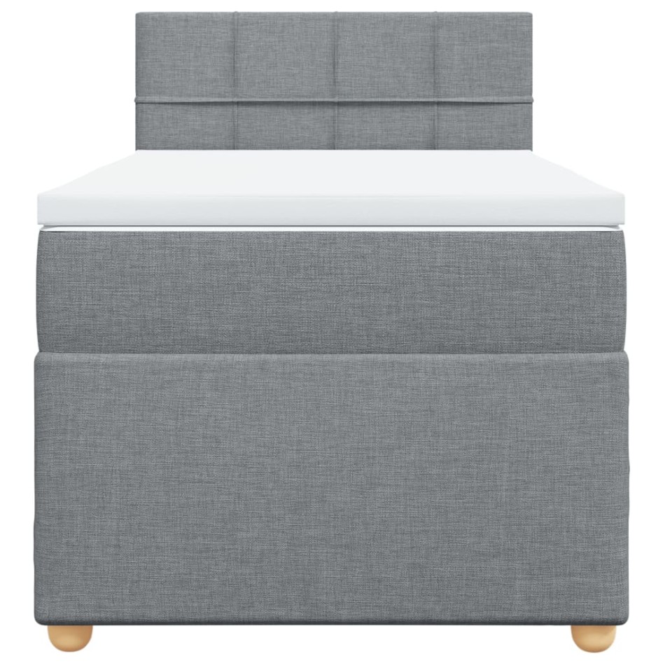 Cama box spring con colchón tela gris claro 90x200