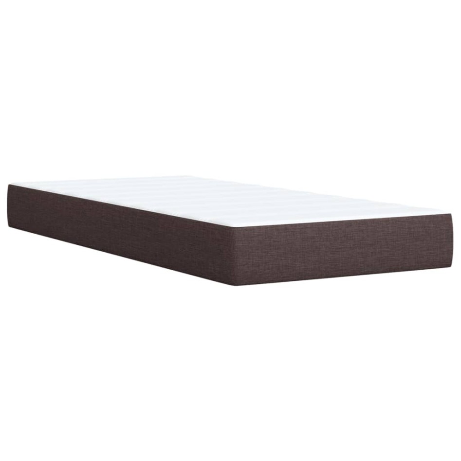 Cama box spring con colchón tela marrón oscuro 100x200