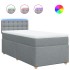 Cama box spring con colchón tela gris claro 100x200