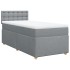 Cama box spring con colchón tela gris claro 100x200