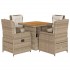 Set comedor de jardín 5 pzas con cojines ratán sintético