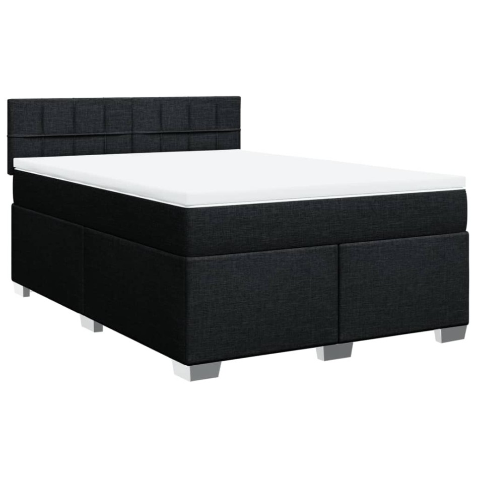 Cama box spring con colchón tela negro 140x190