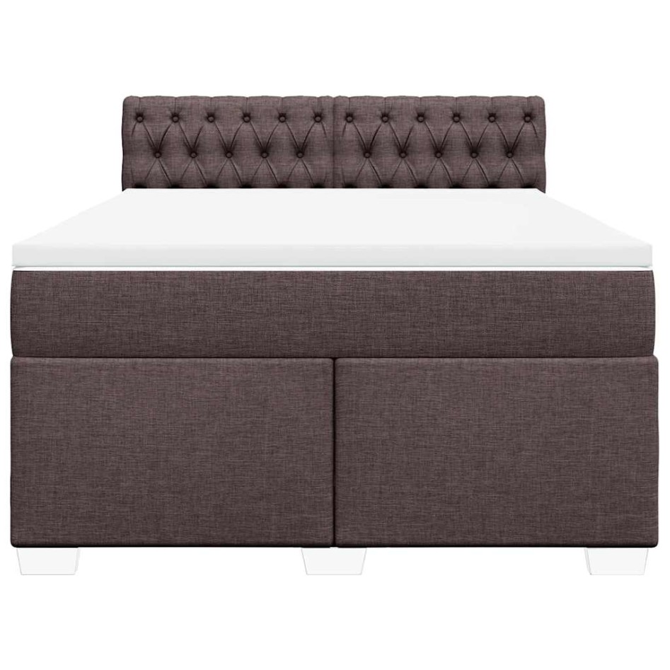 Cama box spring con colchón tela marrón oscuro 140x190