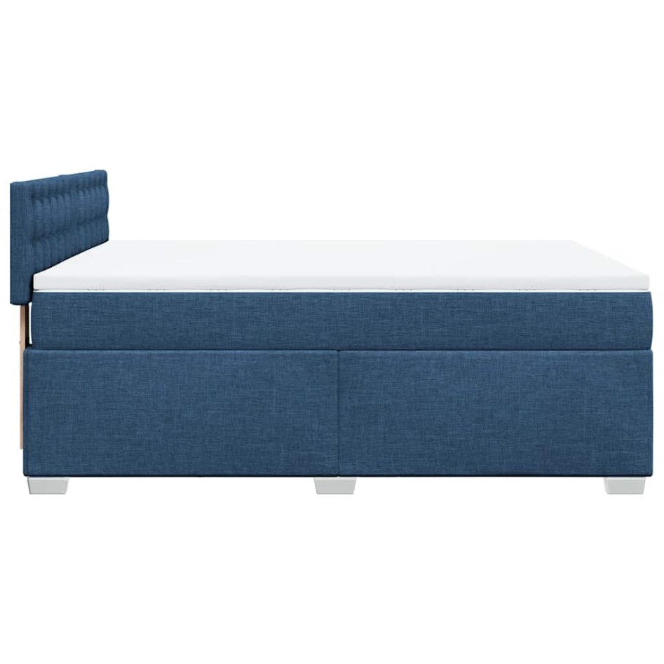 Cama box spring con colchón tela azul 140x190