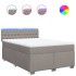 Cama box spring con colchón tela gris taupe 140x200