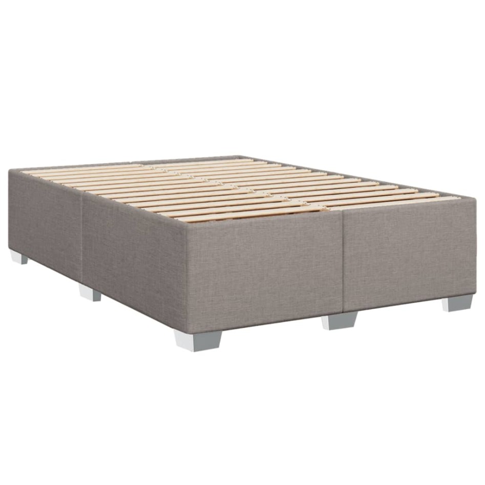 Cama box spring con colchón tela gris taupe 140x200