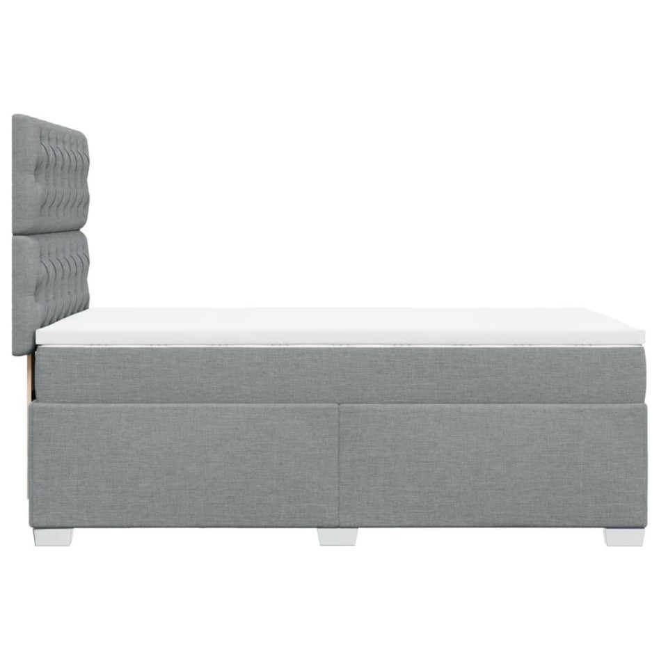 Cama box spring con colchón tela gris claro 80x200