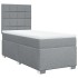 Cama box spring con colchón tela gris claro 80x200