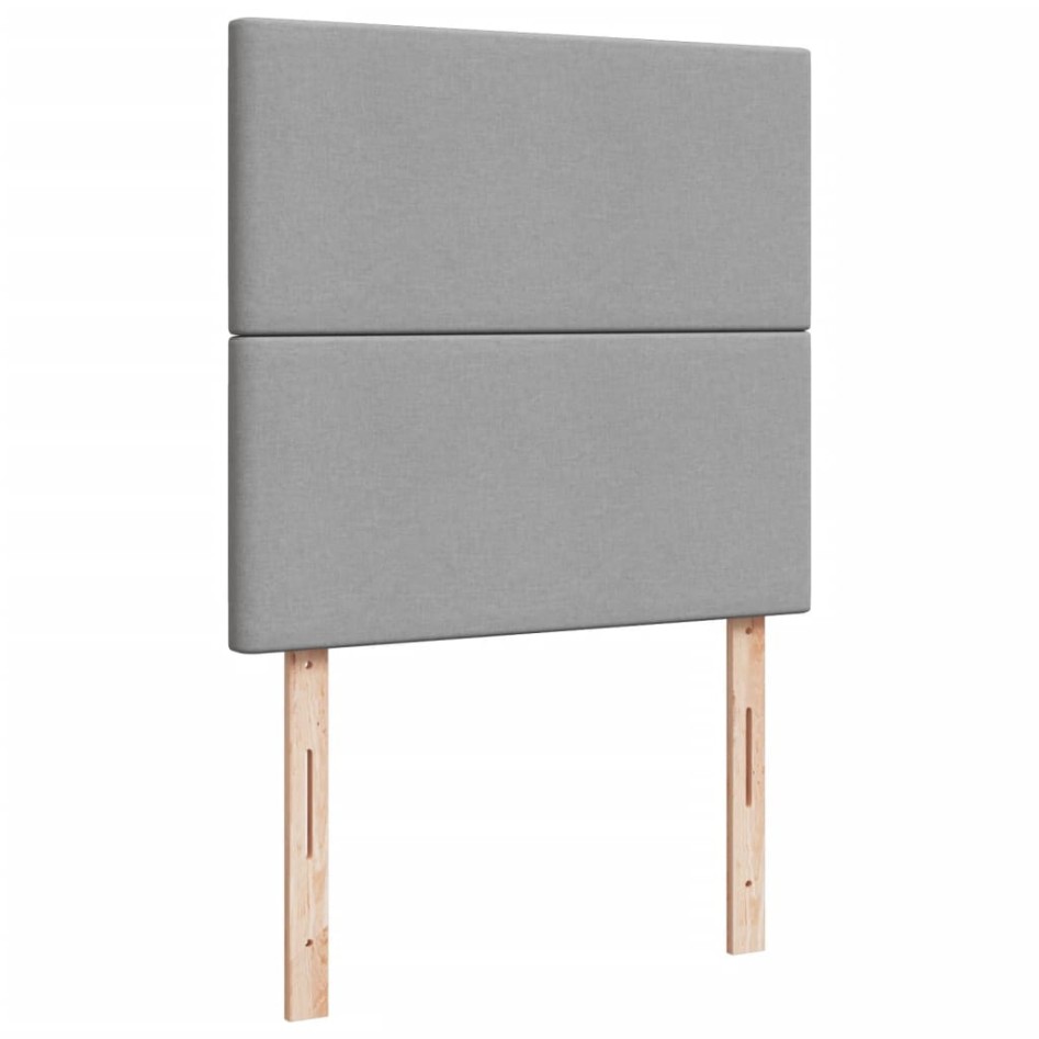 Cama box spring con colchón tela gris claro 80x200