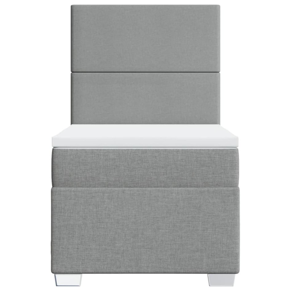 Cama box spring con colchón tela gris claro 90x190
