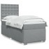 Cama box spring con colchón tela gris claro 90x190