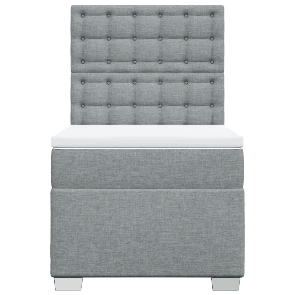 Cama box spring con colchón tela gris claro 90x190