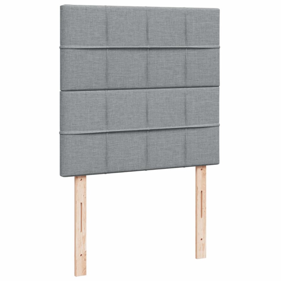 Cama box spring con colchón tela gris claro 90x190