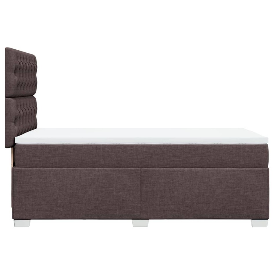 Cama box spring con colchón tela marrón oscuro 90x200