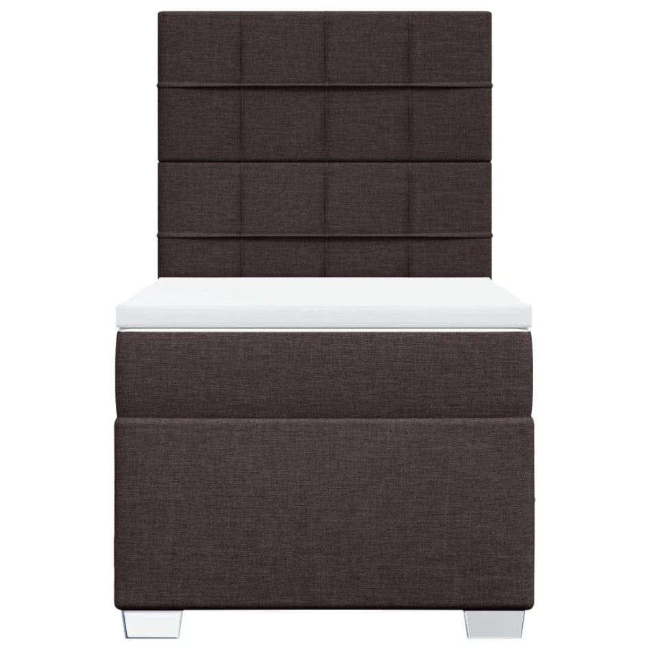 Cama box spring con colchón tela marrón oscuro 90x200