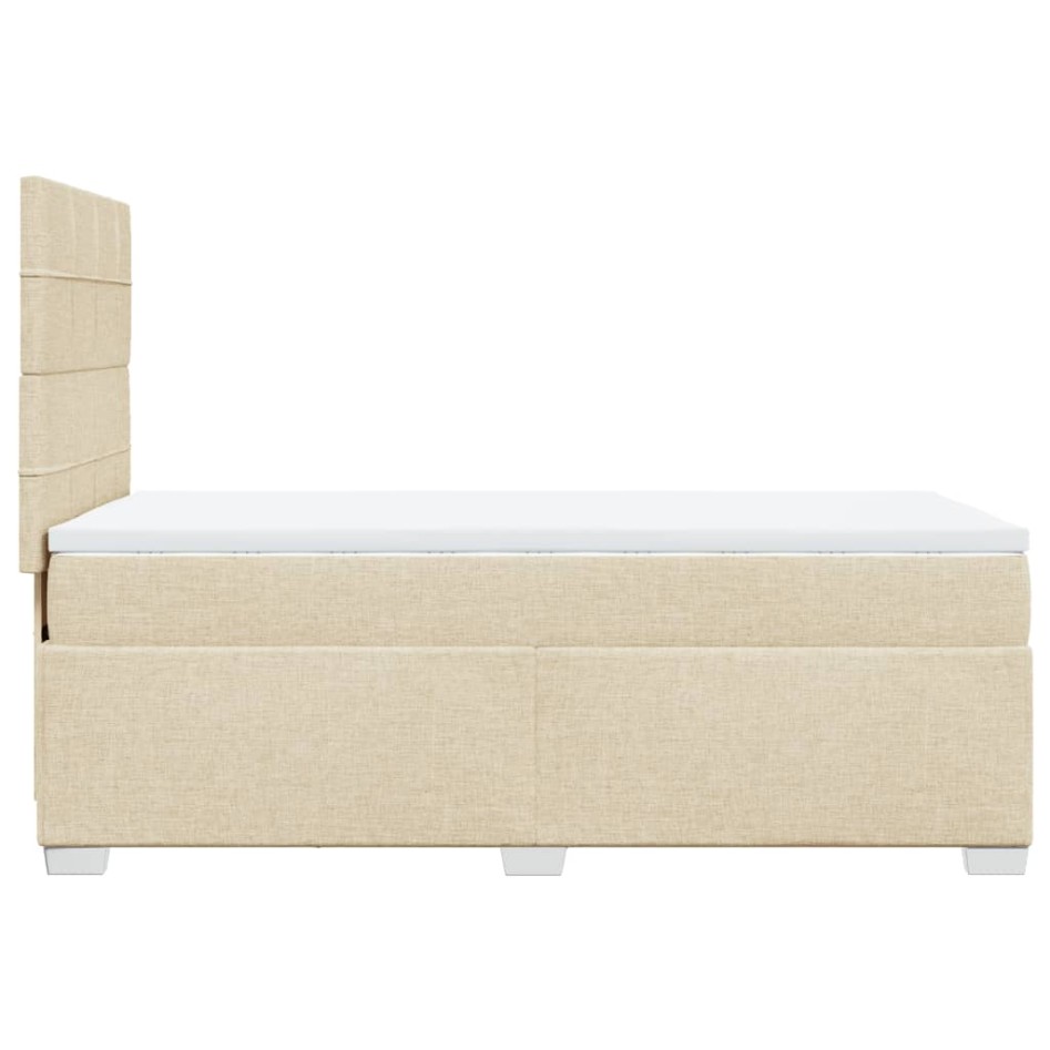 Cama box spring con colchón tela color crema 90x200