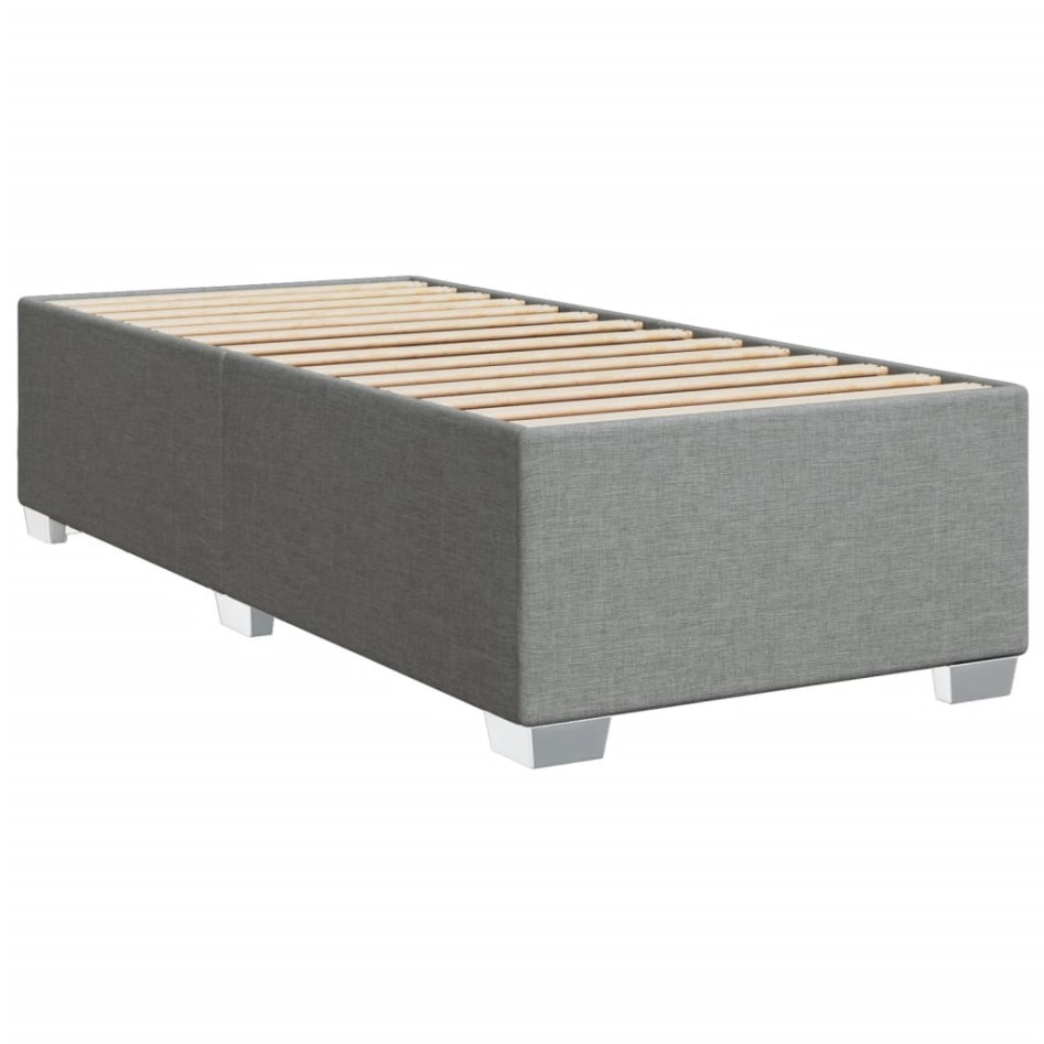 Cama box spring con colchón tela gris claro 100x200