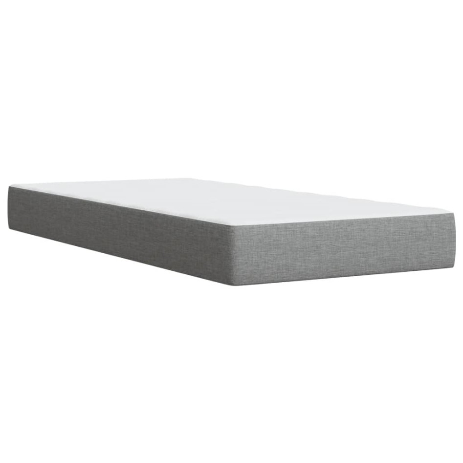Cama box spring con colchón tela gris claro 100x200