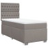 Cama box spring con colchón tela gris taupe 100x200