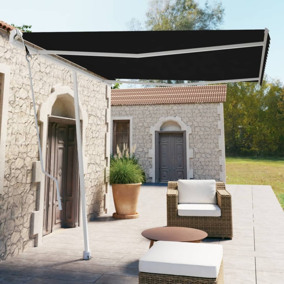Toldo de pie automático gris antracita 300x250