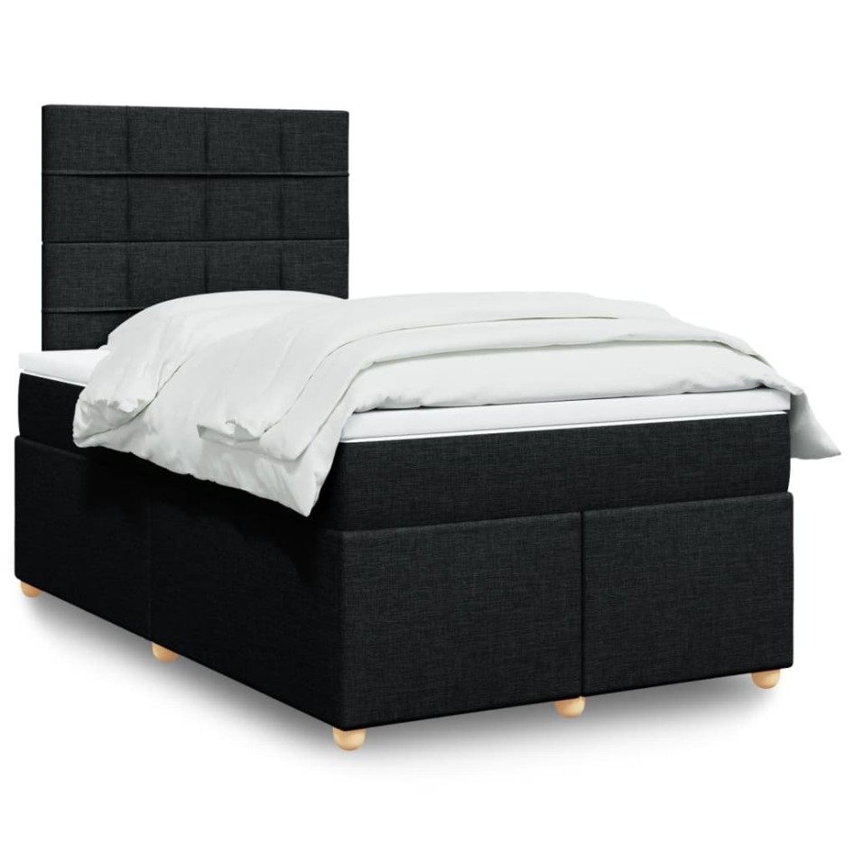 Cama box spring con colchón tela negro 120x190