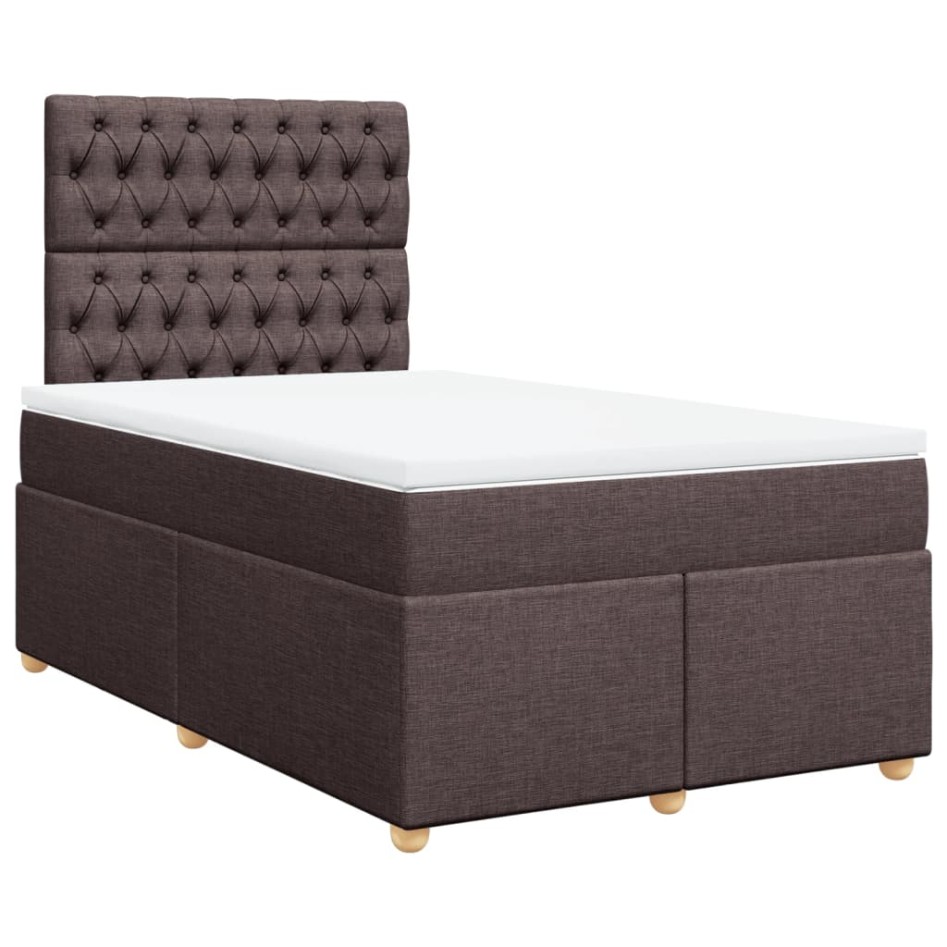 Cama box spring con colchón tela marrón oscuro 120x200