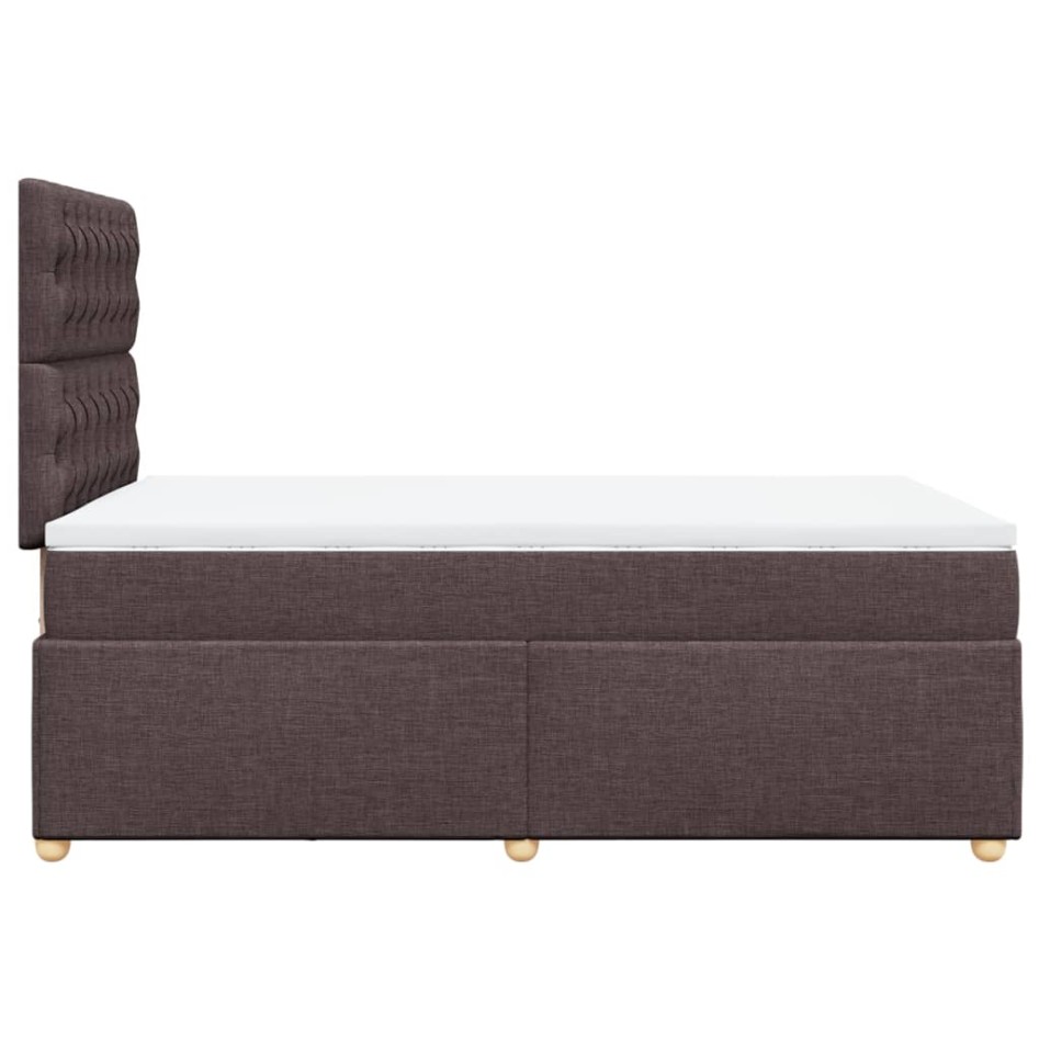Cama box spring con colchón tela marrón oscuro 120x200