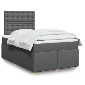 Cama box spring con colchón tela gris oscuro 120x200
