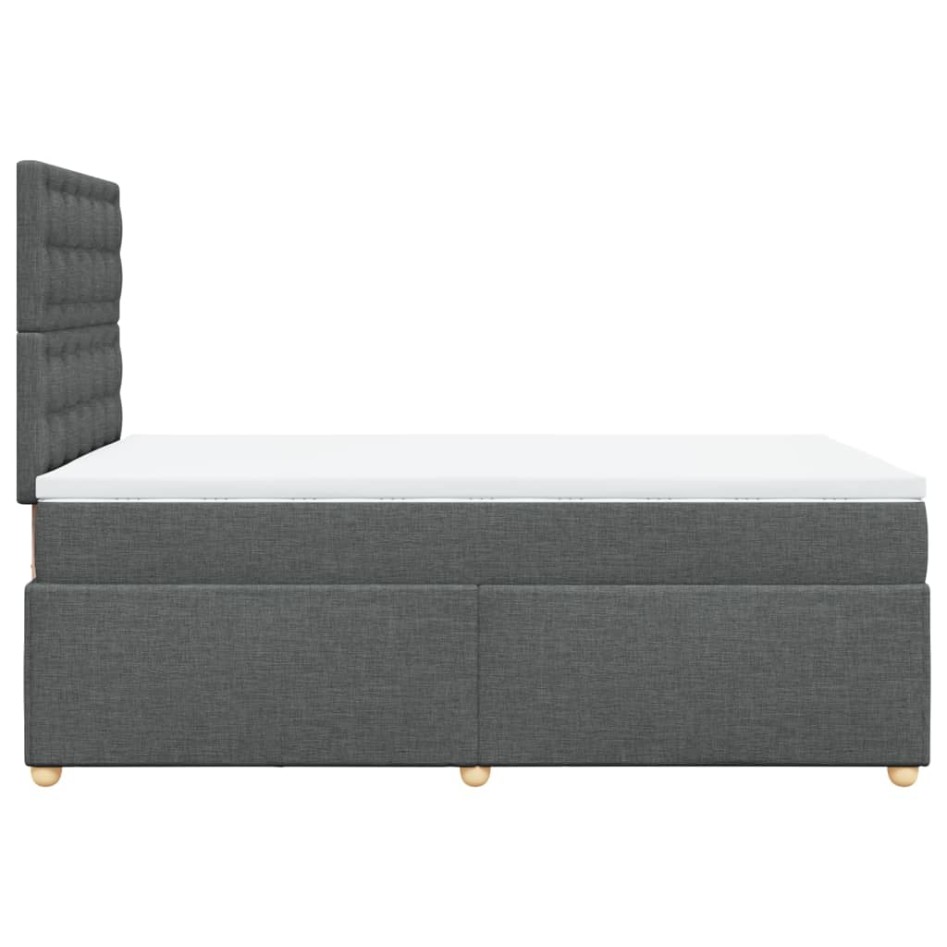 Cama box spring con colchón tela gris oscuro 120x200