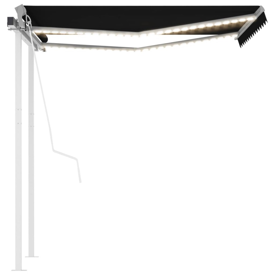 Toldo automático con LED y sensor de viento antracita 3x2,5