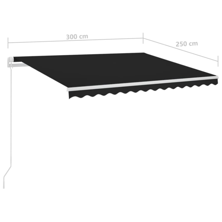 Toldo automático con LED y sensor de viento antracita 3x2,5