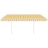 Toldo retráctil automático con postes amarillo y blanco 4,5x3