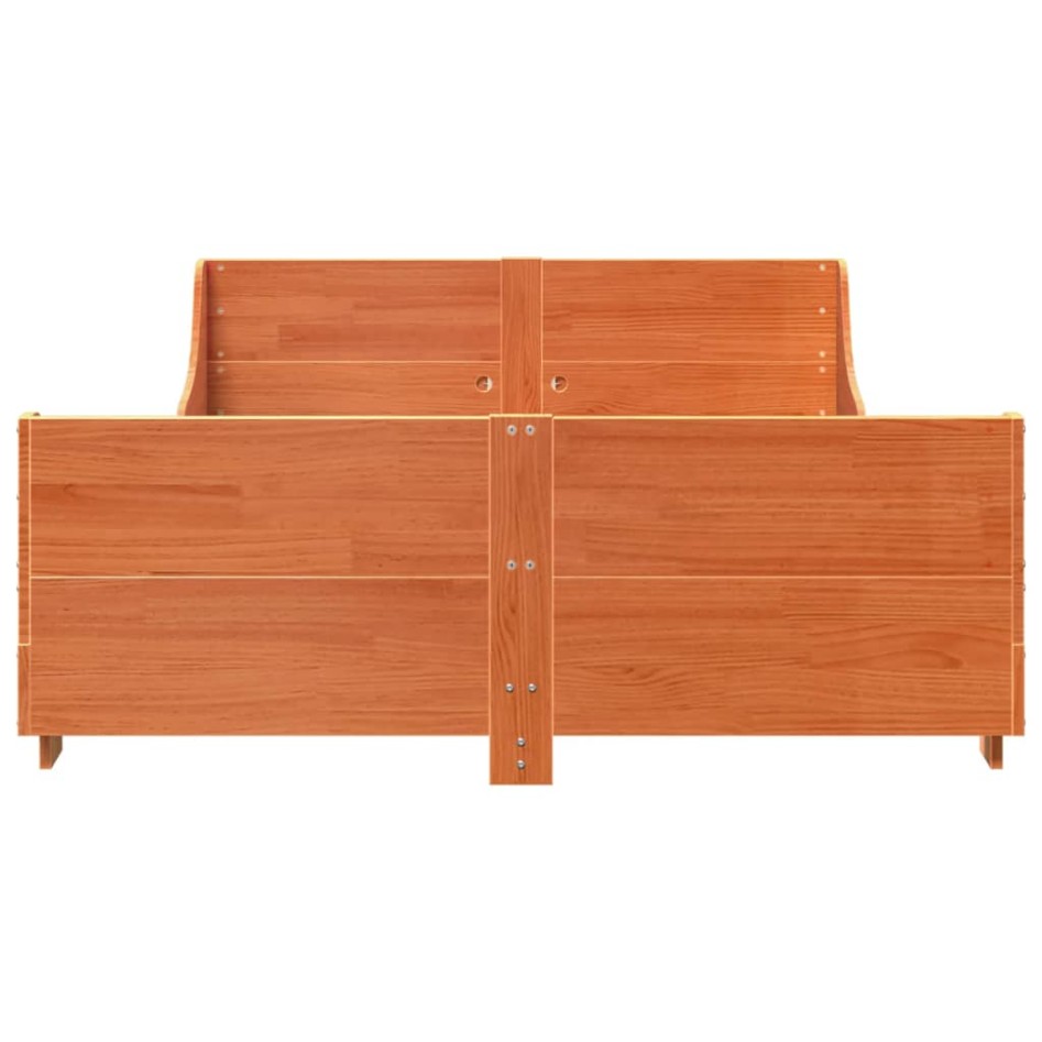 Cama sin colchón madera maciza de pino marrón cera 120x200