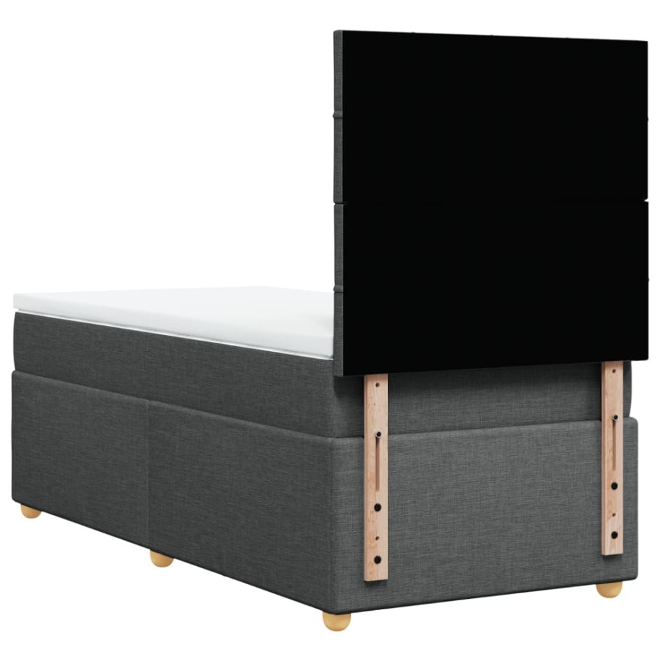 Cama box spring con colchón tela gris oscuro 100x200