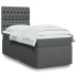 Cama box spring con colchón tela gris oscuro 100x200