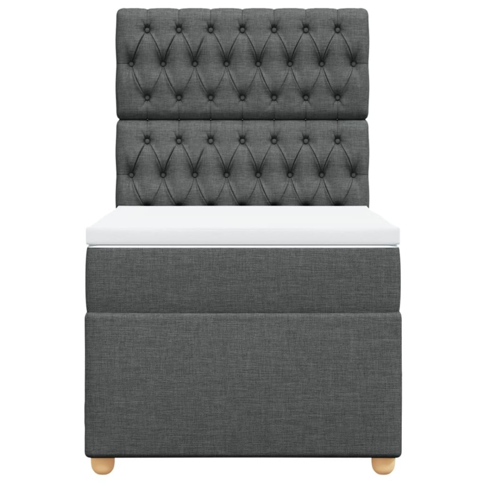 Cama box spring con colchón tela gris oscuro 100x200