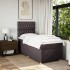 Cama box spring con colchón tela marrón oscuro 100x200