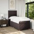 Cama box spring con colchón tela marrón oscuro 100x200