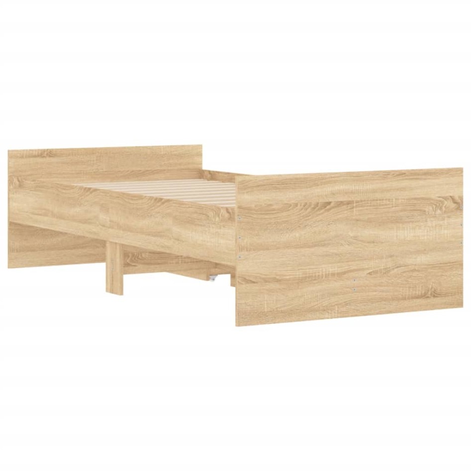 Estructura de cama con cajones roble Sonoma 90x200
