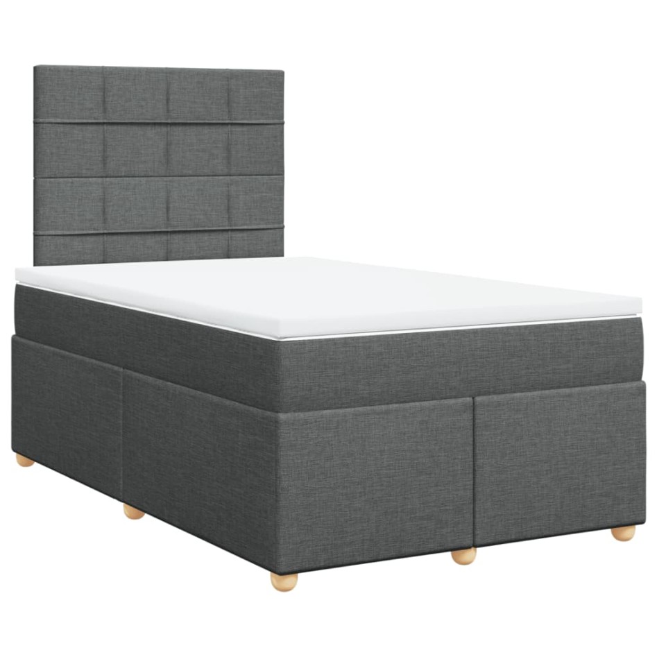 Cama box spring con colchón tela gris oscuro 120x200