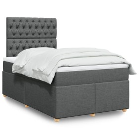 Cama box spring con colchón tela gris oscuro 120x200